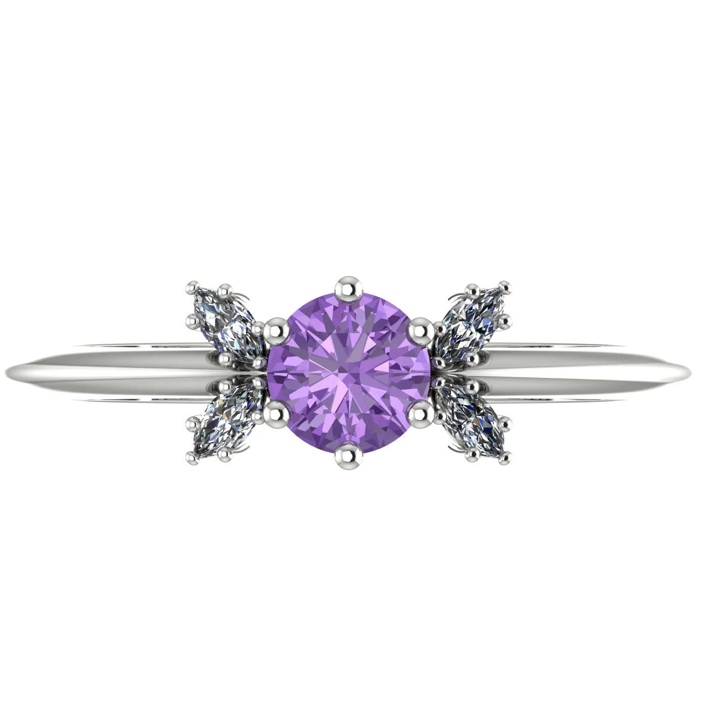 Flutterby: Lavender Sapphire & Diamond Ring in Platinum & White Gold