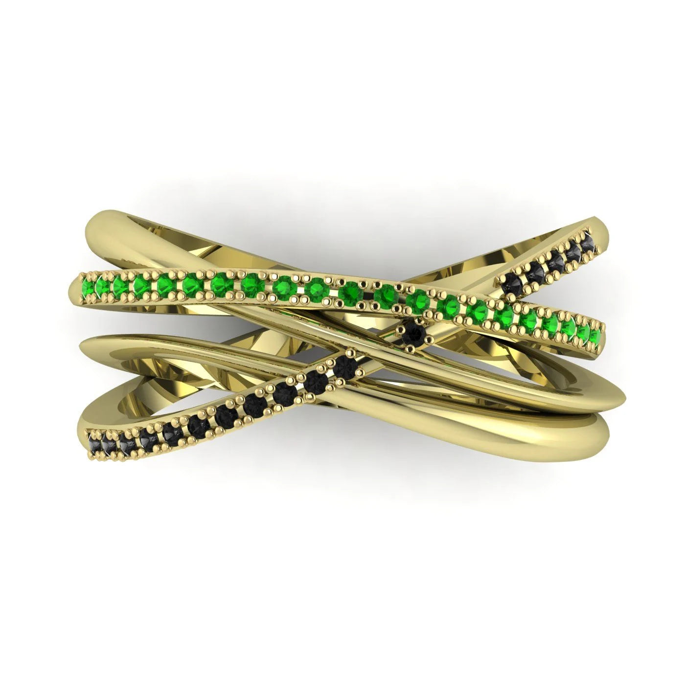 Eternal Infinity Green & Black Eternity Ring Yellow Gold