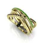 Eternal Infinity Green & Black Eternity Ring Yellow Gold