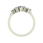 Crystallised Sapphire & Diamond Wide Asymmetrical Cluster Ring - White Gold or Platinum