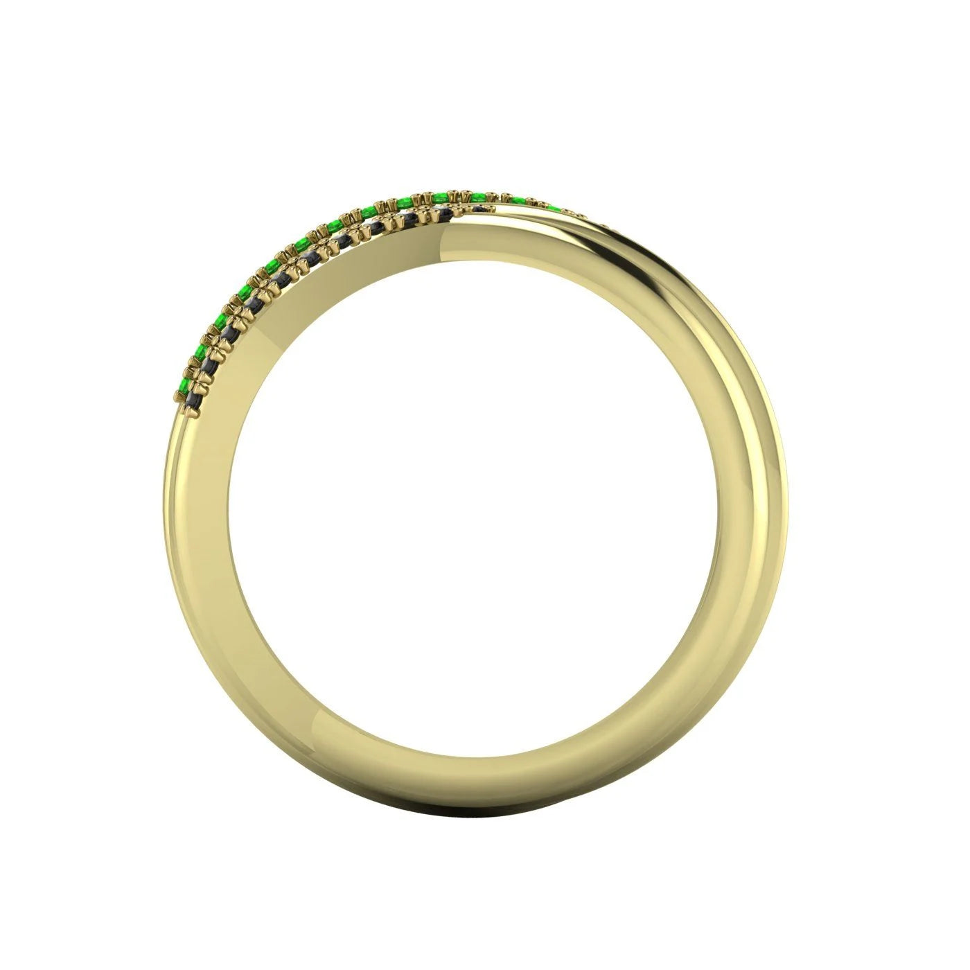 Eternal Infinity Green & Black Eternity Ring Yellow Gold