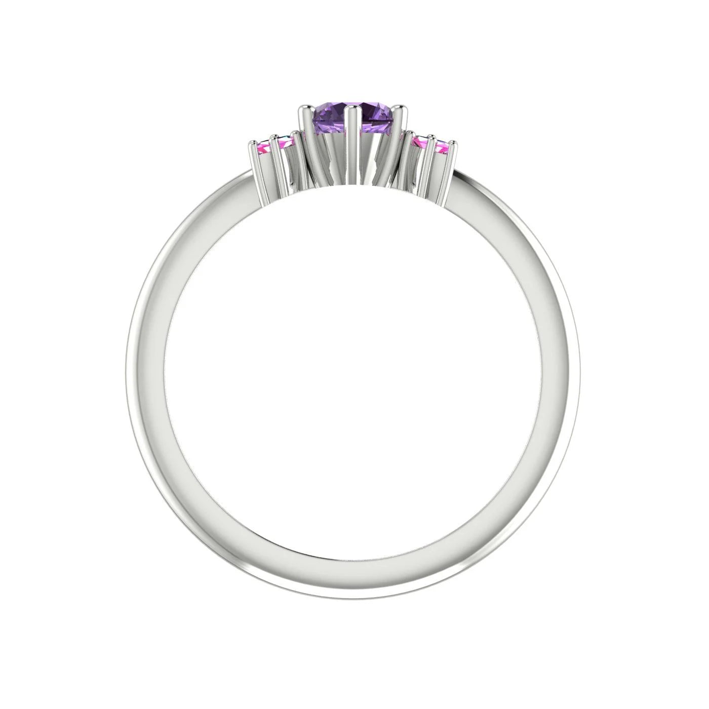 Flutterby: Violet & Pink Sapphire Ring in Platinum & White Gold