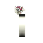 Crystallised Ruby & Diamond Wide Asymmetrical Cluster Ring - White Gold or Platinum