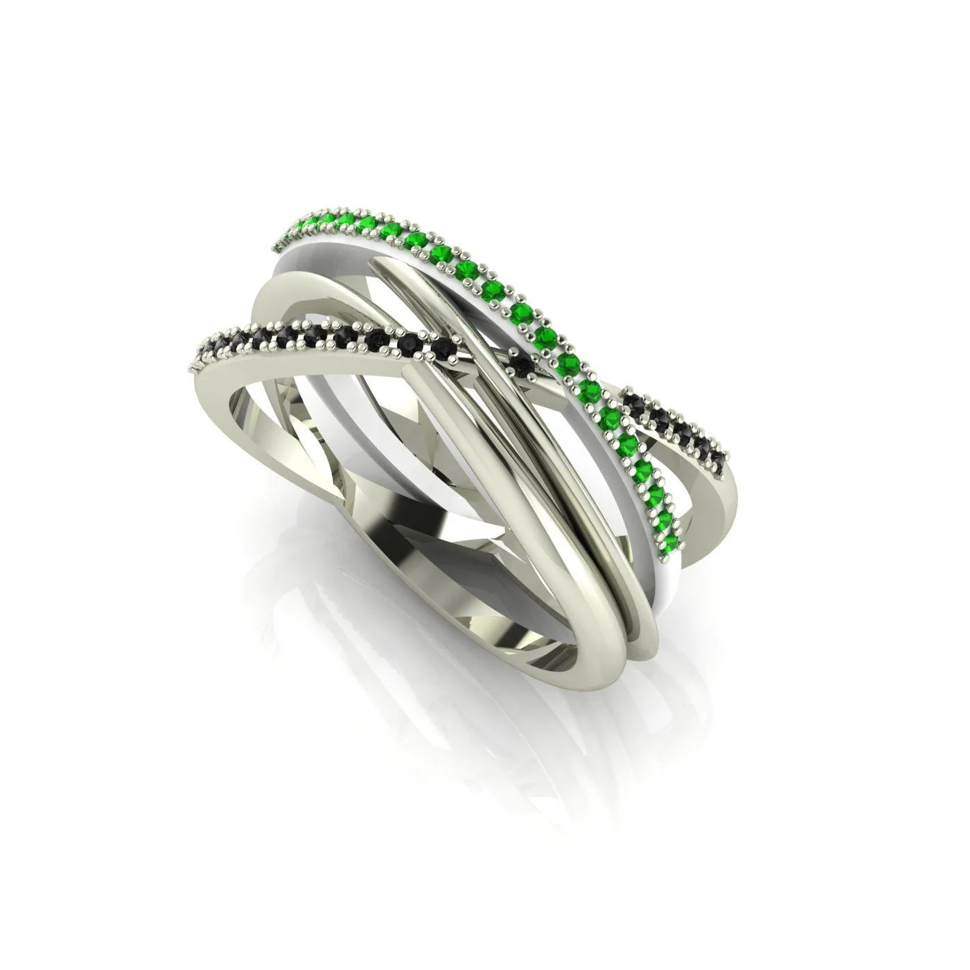 Eternal Infinity Green & Black Eternity Ring White Gold