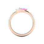 Elektra Toi Et Moi Geometric Aquamarine & Pink Sapphire Rose Gold Ring