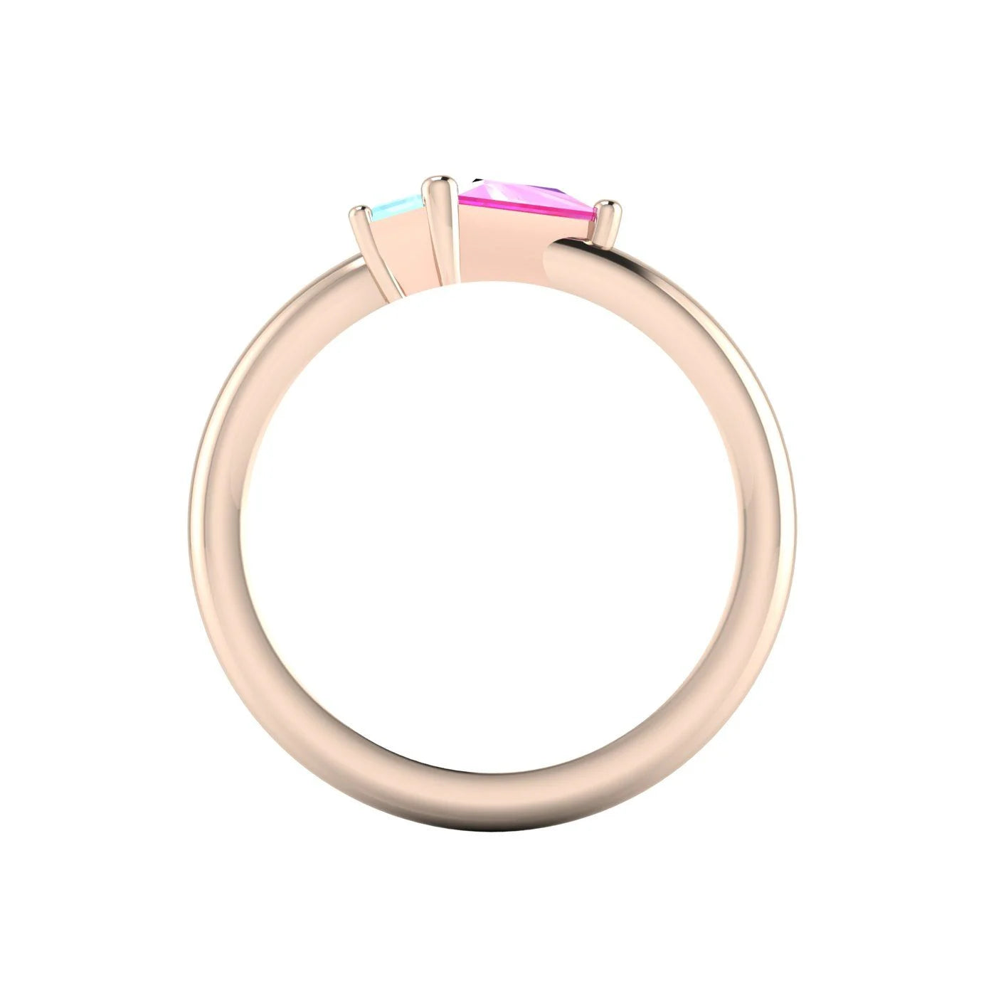 Elektra Toi Et Moi Geometric Aquamarine & Pink Sapphire Rose Gold Ring