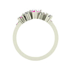 Crystallised Asymmetrical Pink Sapphire & Diamond Ring Cluster Ring- White Gold or Platinum
