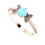 Flutterby: Aquamarine & Diamond Cluster Ring in Rose Gold