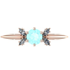 Flutterby: Aquamarine & Diamond Cluster Ring in Rose Gold