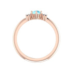 Flutterby: Aquamarine & Diamond Cluster Ring in Rose Gold