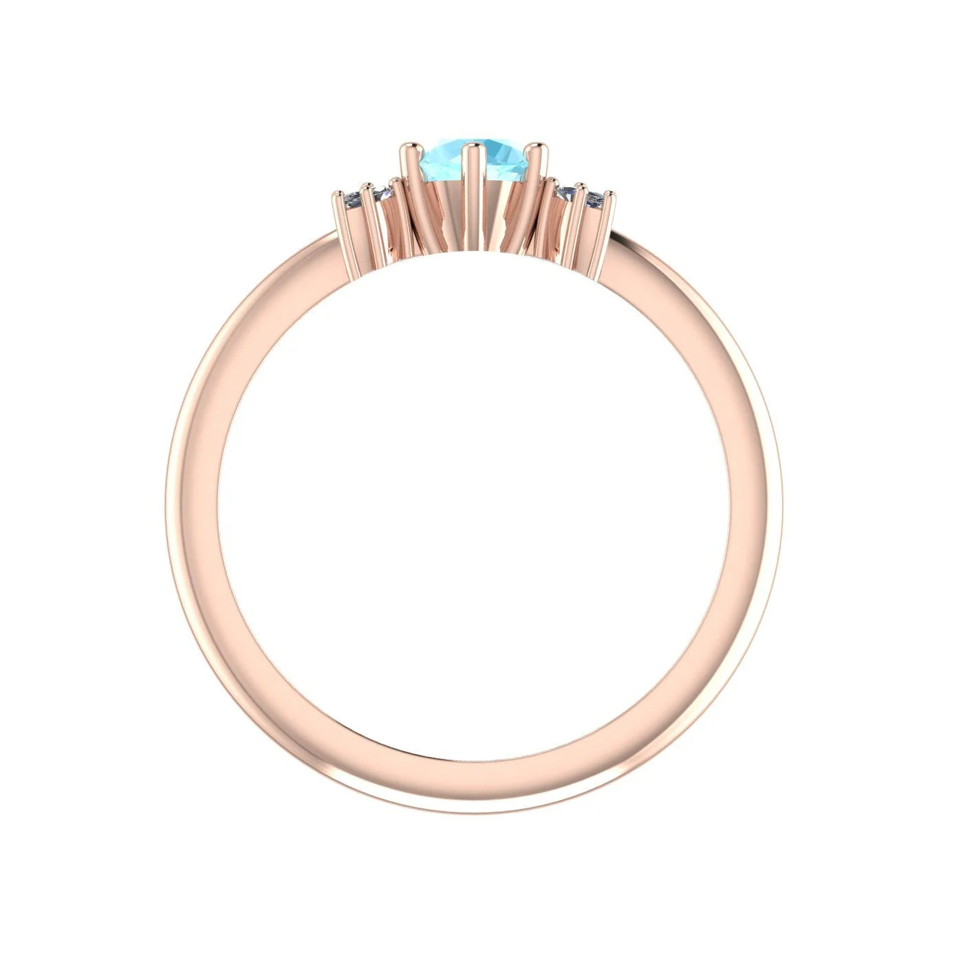 Flutterby: Aquamarine & Diamond Cluster Ring in Rose Gold