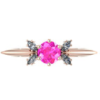 Flutterby: Pink Sapphire & Diamond Ring in Rose Gold