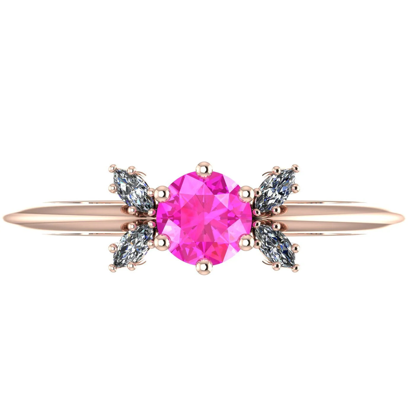 Flutterby: Pink Sapphire & Diamond Ring in Rose Gold