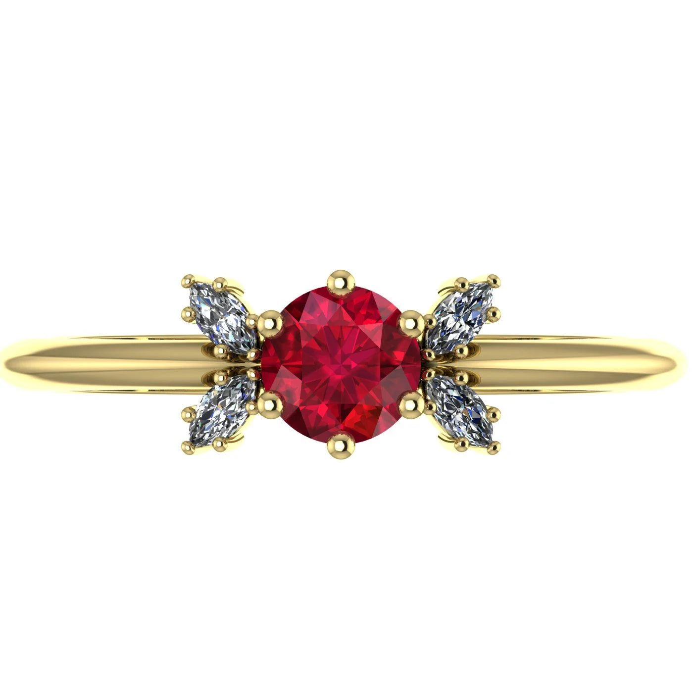 Flutterby: Ruby & Diamond Butterfly Ring in Yellow Gold