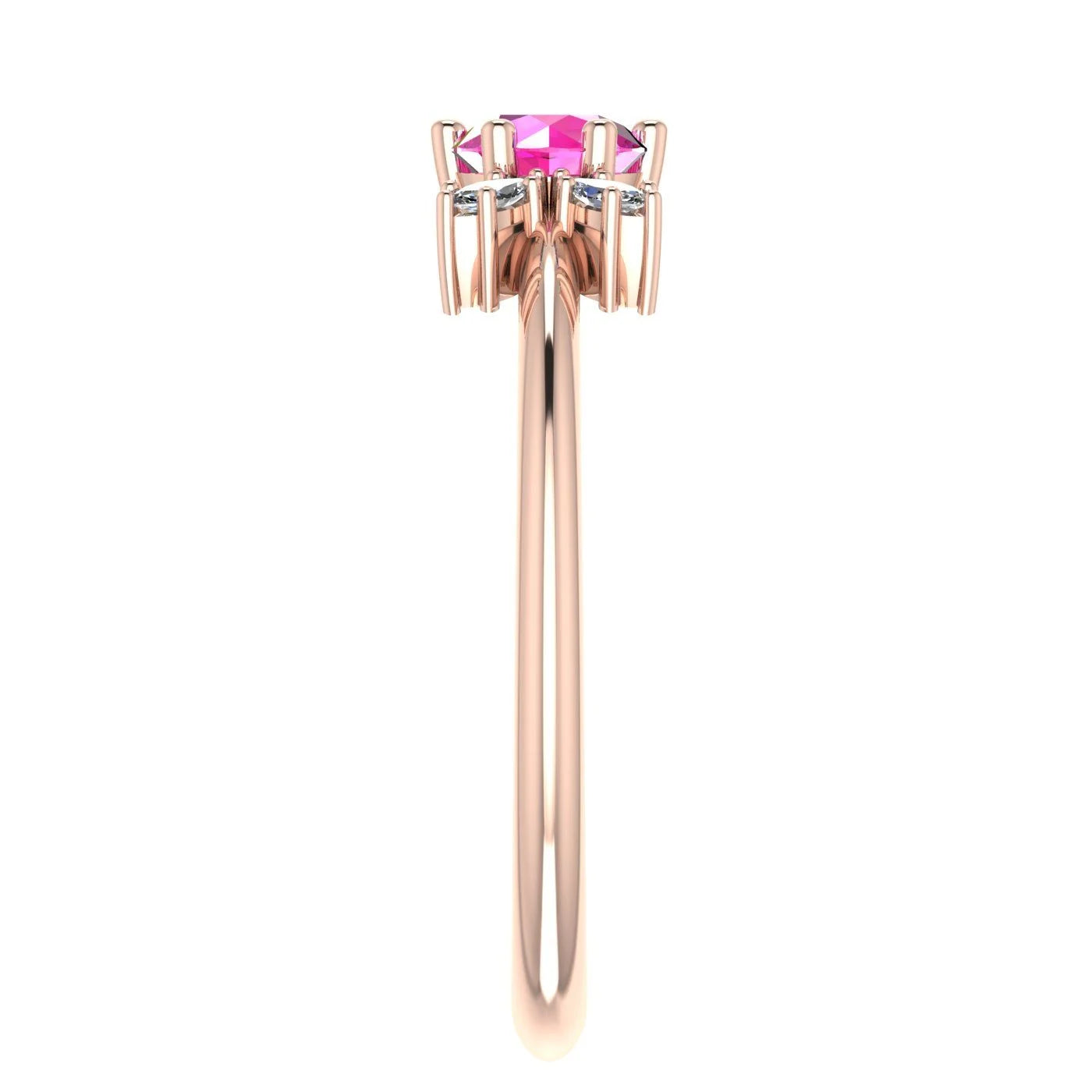 Flutterby: Pink Sapphire & Aquamarine Ring in Rose Gold