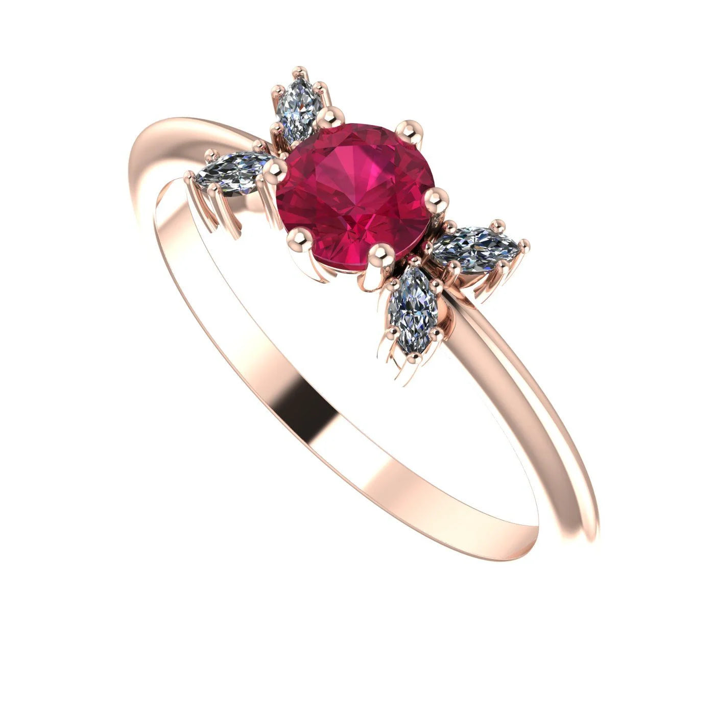 Flutterby: Ruby & Diamond Butterfly Ring in Rose Gold