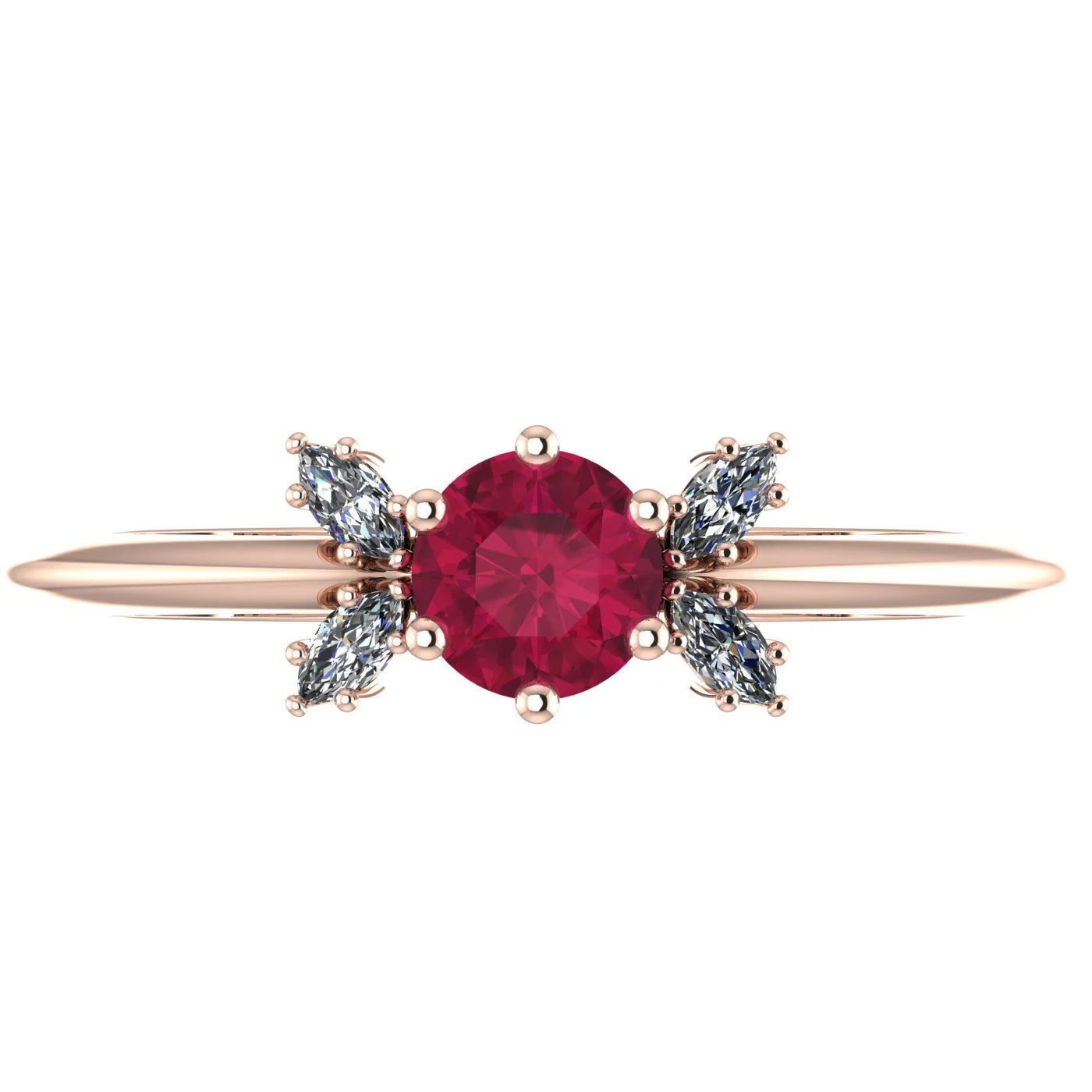 Flutterby: Ruby & Diamond Butterfly Ring in Rose Gold