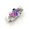 Crystallised Asymmetrical Violet & Pink Sapphire With Diamonds Encrusted Ring