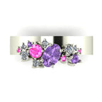 Crystallised Asymmetrical Violet & Pink Sapphire With Diamonds Encrusted Ring