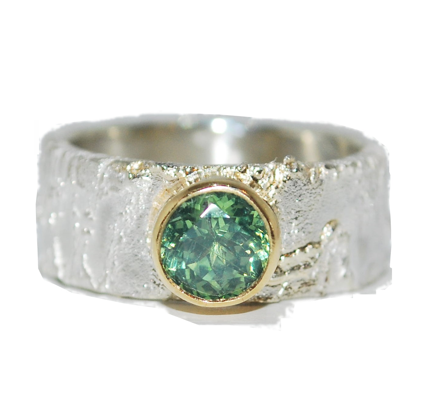 Stunning Silver Green Zircon Gemstone Ring | Handmade and Unique