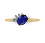 Selene - Oval Sapphire & Diamonds Asymmetrical Cluster Yellow Gold Engagement Ring