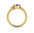 Selene - Oval Sapphire & Diamonds Asymmetrical Cluster Yellow Gold Engagement Ring