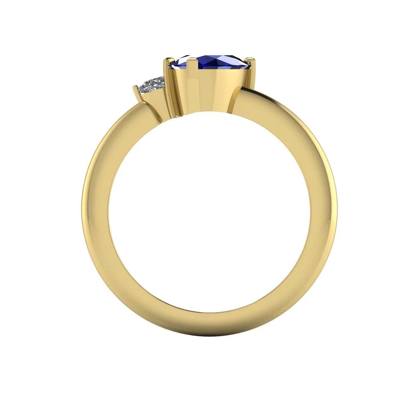 Selene - Oval Sapphire & Diamonds Asymmetrical Cluster Yellow Gold Engagement Ring