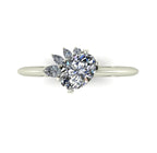 Selene - Oval Diamond Asymmetrical Cluster Engagement Ring - White Gold or Platinum