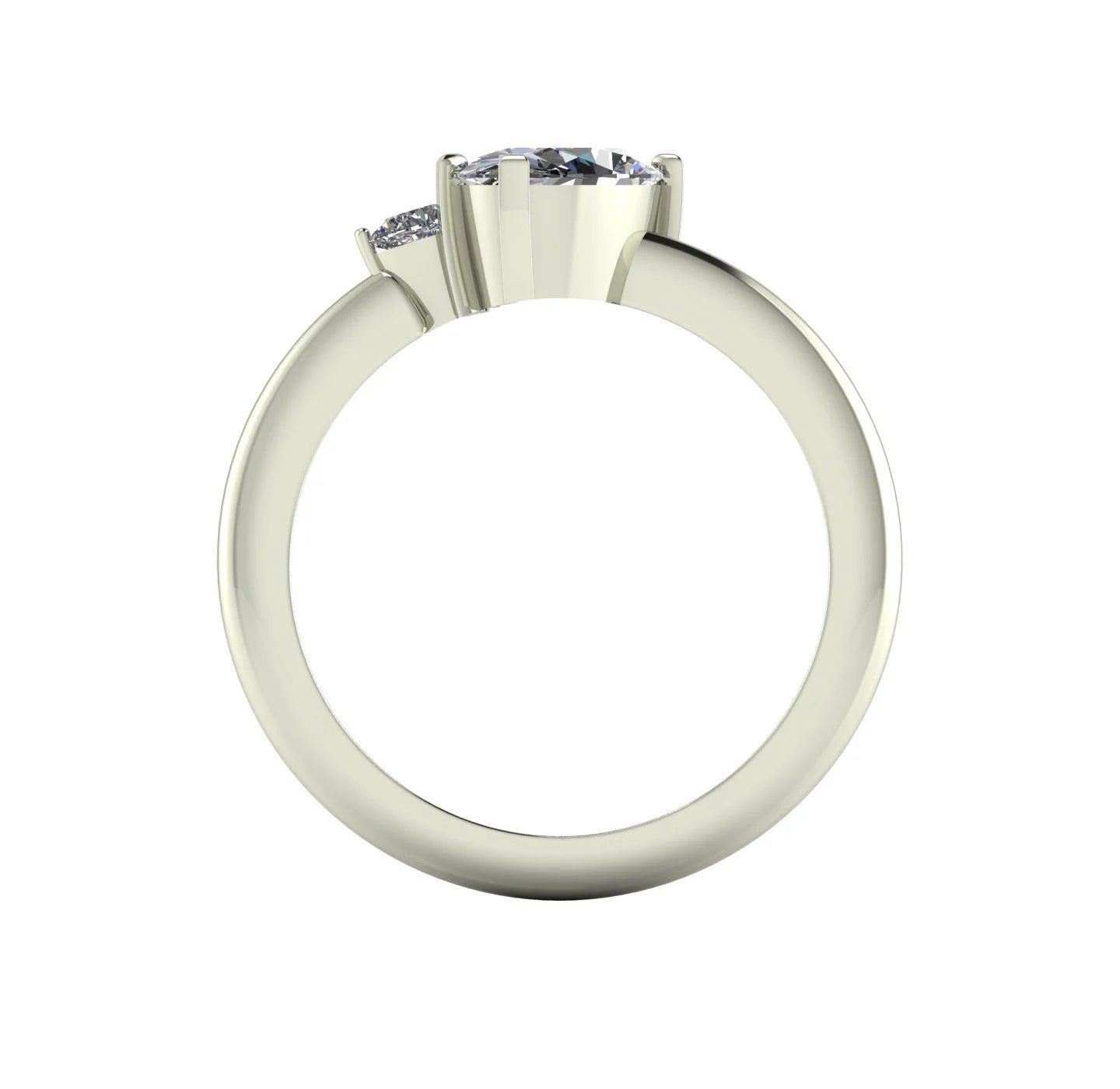 Selene - Oval Diamond Asymmetrical Cluster Engagement Ring - White Gold or Platinum