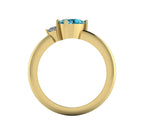 Selene - Oval Blue Zircon & Diamonds Asymmetrical Engagement Ring