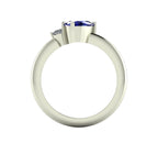 Selene - Oval Sapphire & Diamonds Asymmetrical Cluster Engagement Ring - White Gold or Platinum