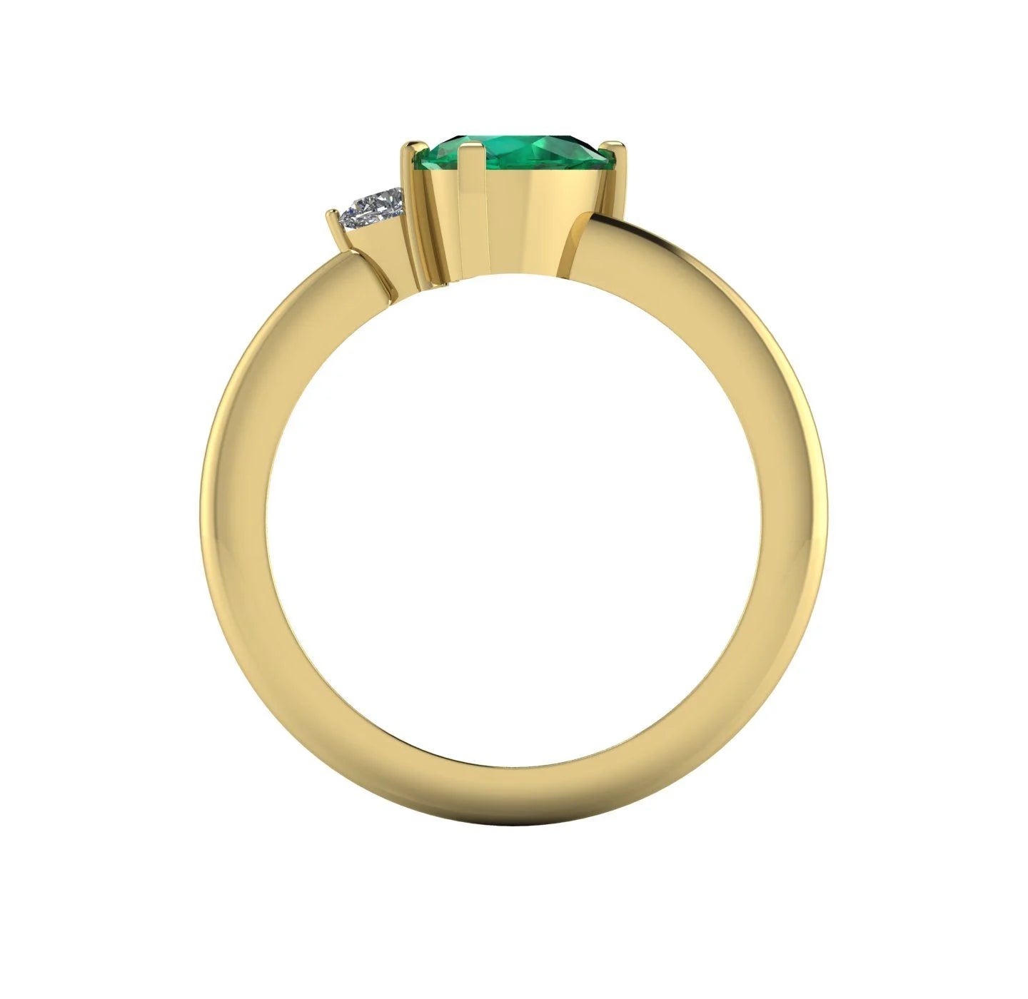Selene - Oval Emerald & Diamonds Asymmetrical Cluster Engagement Ring