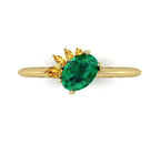 Selene - Oval Emerald & Yellow Sapphires Engagement Ring