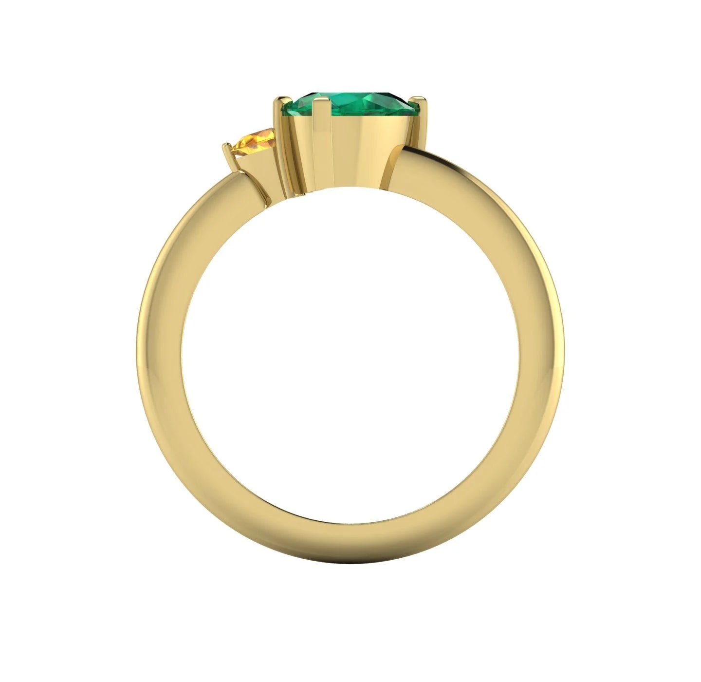 Selene - Oval Emerald & Yellow Sapphires Engagement Ring