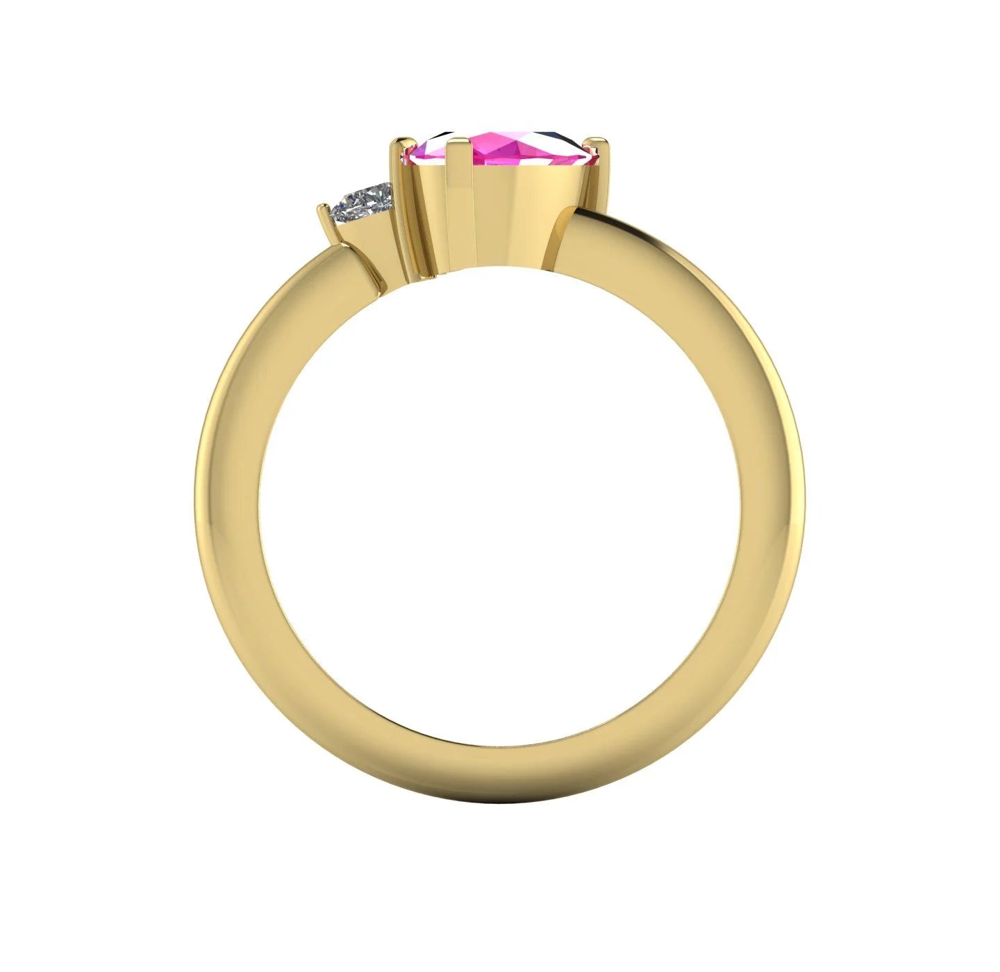 Selene - Oval Pink Sapphire & Diamonds Asymmetrical Cluster  Yellow Gold Engagement Ring
