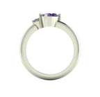 Selene - Oval Violet Sapphire & Diamonds Asymmetrical Cluster Engagement Ring - White Gold or Platinum