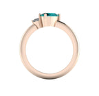 Selene - Oval Teal Sapphire & Diamonds Asymmetrical Cluster Rose Gold Engagement Ring
