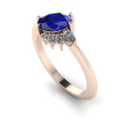 Selene - Oval Sapphire & Diamonds Asymmetrical Cluster Rose Gold Engagement Ring