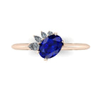 Selene - Oval Sapphire & Diamonds Asymmetrical Cluster Rose Gold Engagement Ring