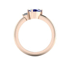 Selene - Oval Sapphire & Diamonds Asymmetrical Cluster Rose Gold Engagement Ring