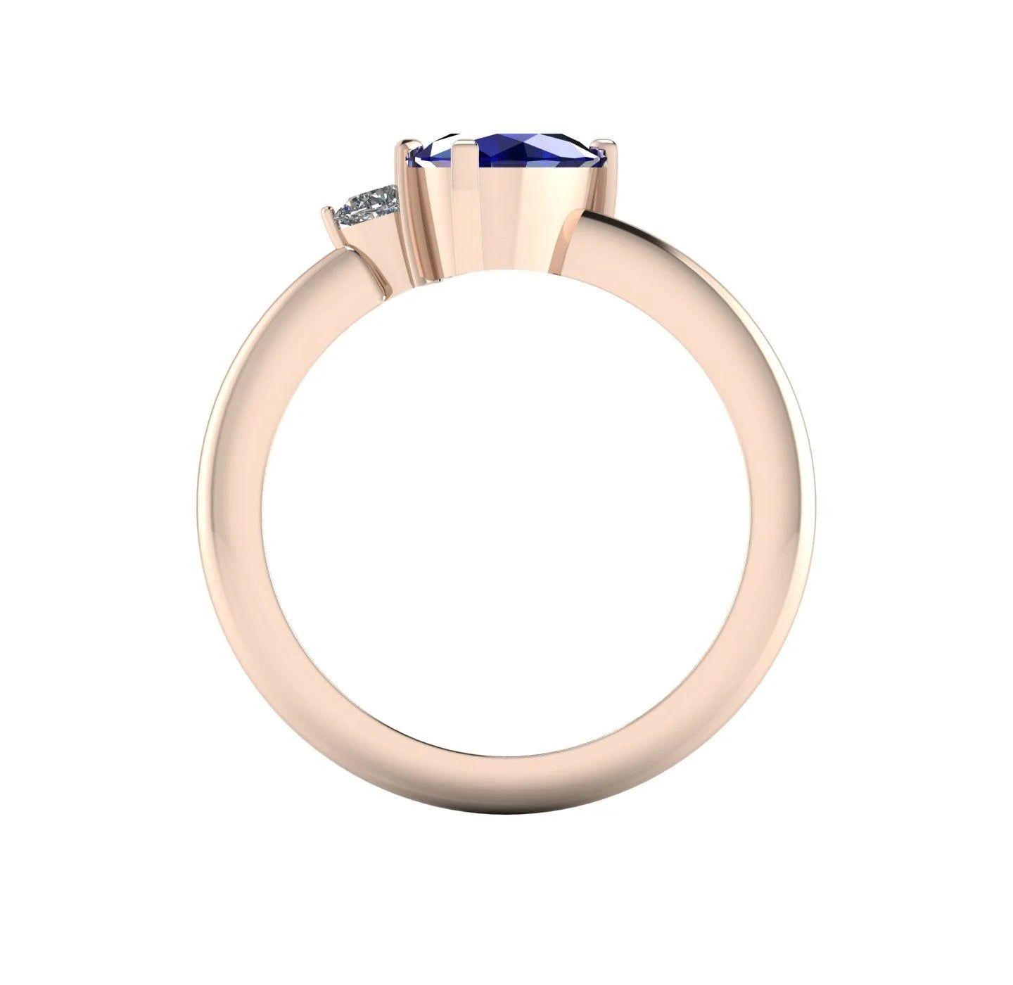 Selene - Oval Sapphire & Diamonds Asymmetrical Cluster Rose Gold Engagement Ring