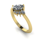 Selene - Oval Diamond, Diamonds & Yellow Gold Asymmetrical Cluster Engagement Ring
