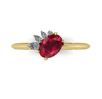 Selene - Oval Ruby & Diamonds Asymmetrical Cluster Yellow Gold Engagement Ring