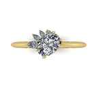 Selene - Oval Diamond, Diamonds & Yellow Gold Asymmetrical Cluster Engagement Ring