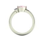 Selene - Oval Morganite & Diamonds Asymmetrical Cluster Engagement Ring - White Gold or Platinum