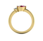 Selene - Oval Ruby & Diamonds Asymmetrical Cluster Yellow Gold Engagement Ring