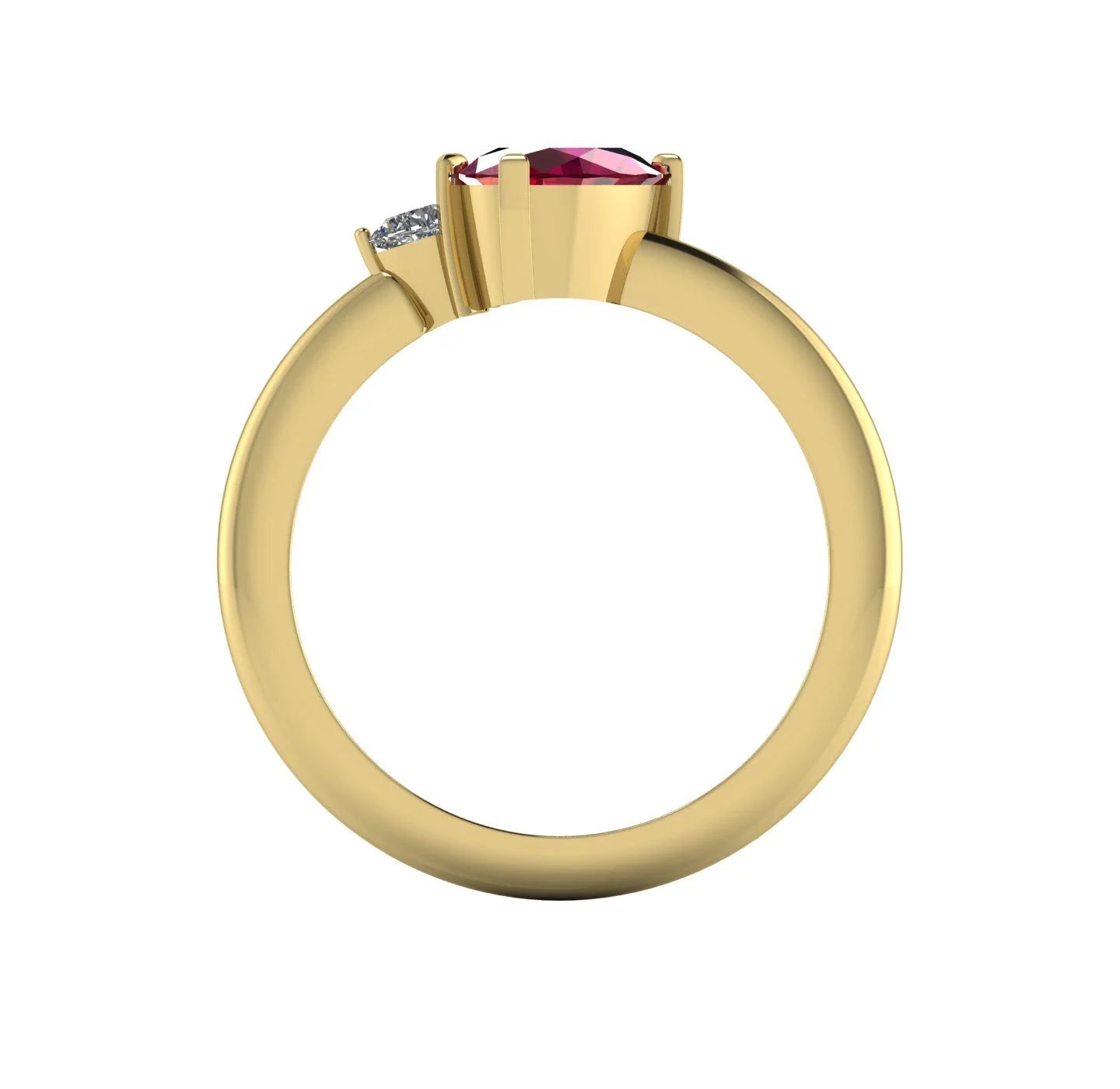 Selene - Oval Ruby & Diamonds Asymmetrical Cluster Yellow Gold Engagement Ring