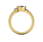 Selene - Oval Diamond, Diamonds & Yellow Gold Asymmetrical Cluster Engagement Ring