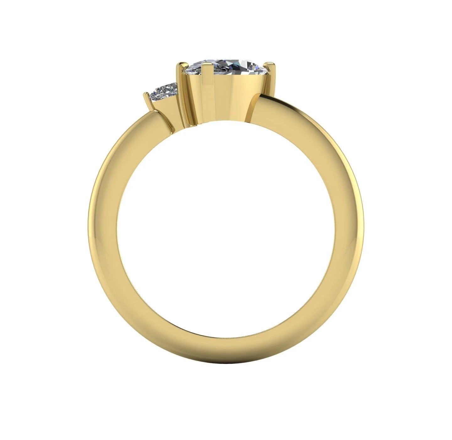 Selene - Oval Diamond, Diamonds & Yellow Gold Asymmetrical Cluster Engagement Ring