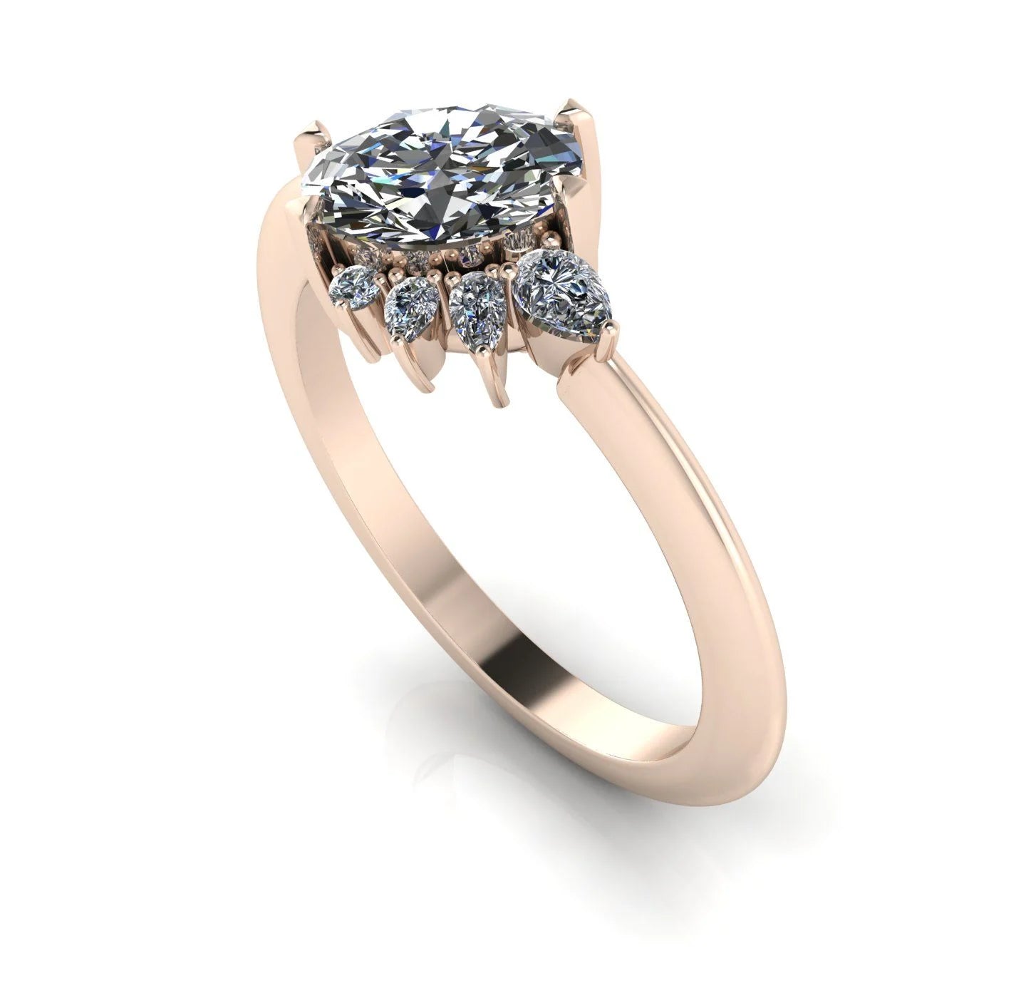 Selene - Oval Diamond & Rose Gold Asymmetrical Cluster Engagement Ring